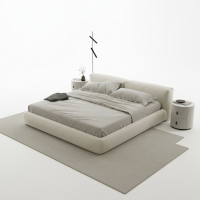Elegant grå sängram med modern design