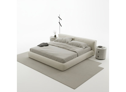 Elegant grå sängram med modern design