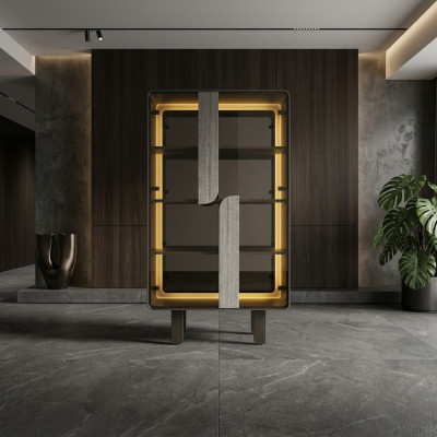 Elegant modern vitrinskåp beige