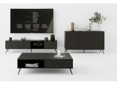 Wohnzimmer Set Modern Holzmöbel TV-Lowboard + Sideboard Luxuriöses Couchtisch