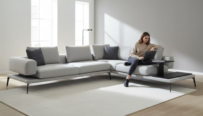Hörnsoffa för vardagsrum, minimalistisk design, maximal komfort