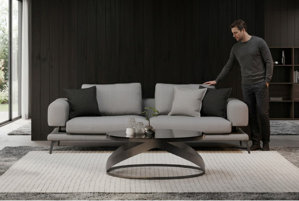 Modern soffa med tre platser, mjuk, bekväm, idealisk