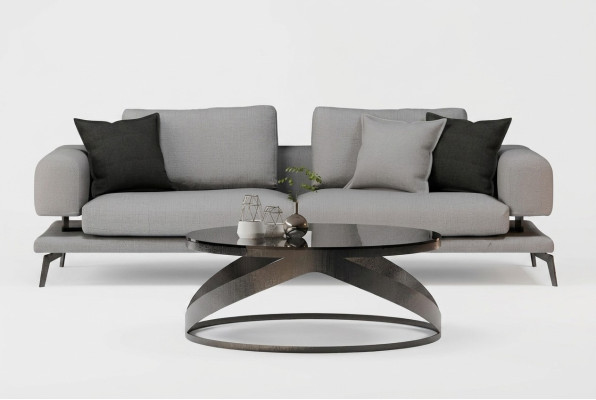 Modern soffa med tre platser, mjuk, bekväm, idealisk