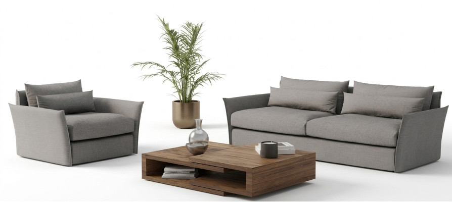 Modern soffa med fåtölj för vardagsrummet