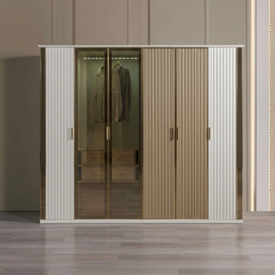 Modern och lyxig glasgarderob, 234 cm