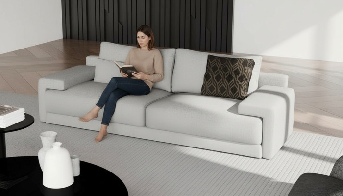 Elegant bänk, bekväm i varje detalj