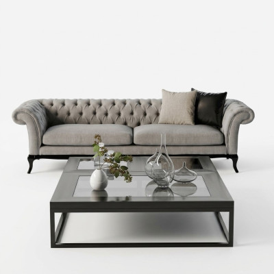 Modern soffa med tre platser, vacker design, bekväm