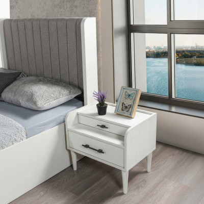 Elegant modern vit nattduksbord