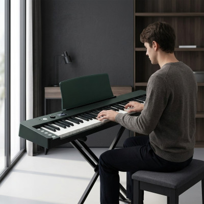 Kompakt synthesizer: 61 känsliga tangenter, lätt, multifunktionella alternativ