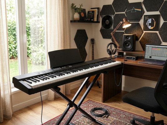 Digitalt piano portabel med 88 tangenter: Bluetooth, app-anslutning och mikrofonanslutning