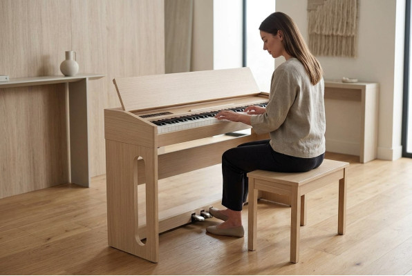 Digital piano för hemmabruk 130 cm ljusbrun
