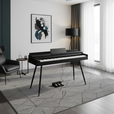 Digitalt piano lucios svart för hemmet