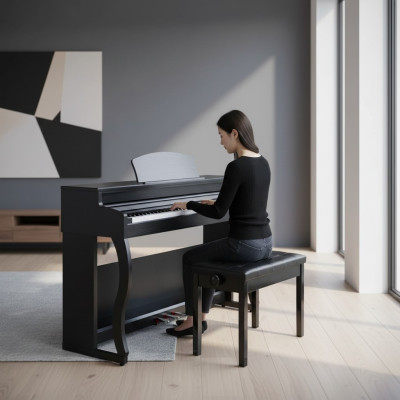 Digital piano lucios svart för hemmet