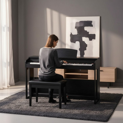 Digitalpiano för hemmet 138 cm Svart