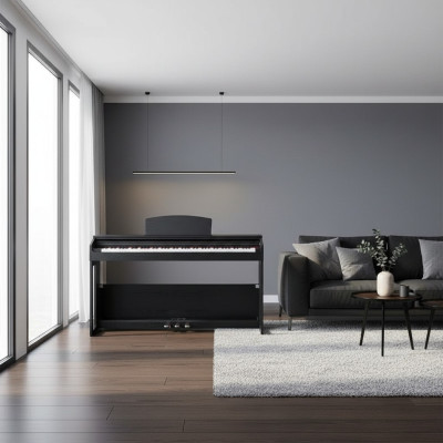 Digitalpiano för hemmet 138 cm Svart
