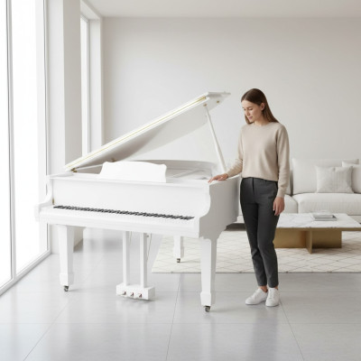 Svart glänsande piano