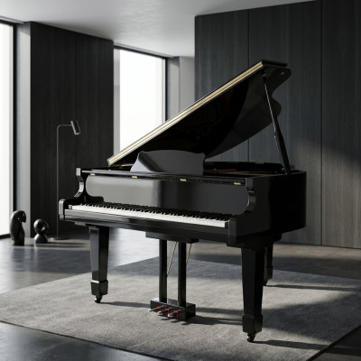 Svart glänsande piano