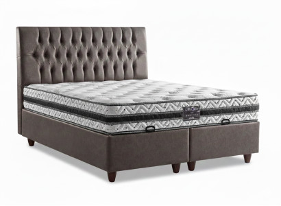 Bett mit Matratze Moderner Stil Grau Bett mit Stauraum Weiches Bett