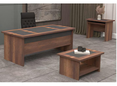 Arbeitszimmer-Set Minimalistisches Design Farbe Schwarz, Braun - 3TLG