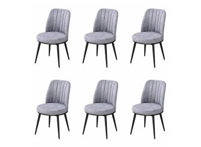 6x Stühle Stil modern Farbe grau neu Esszimmer gepolstert bequem kompakt