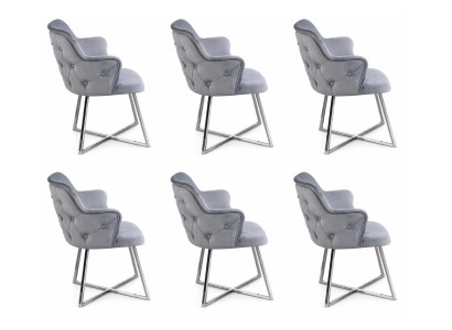 6x Stühle Stil modern Farbe silber neu bequem weich Stoff vielseitig