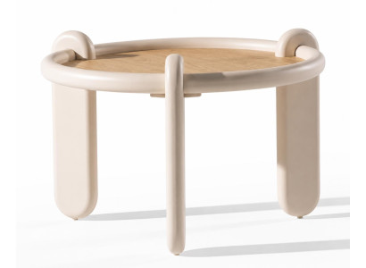 2x Beistelltisch Stil modern Farbe beige neu praktisch Wohnzimmer Rund