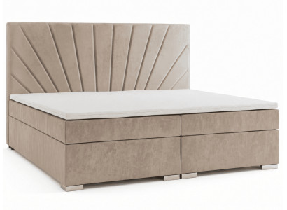 Beiges Boxspringbett 180 x 200  Doppelbett Kopfteil Luxusbetten Schlafzimmer