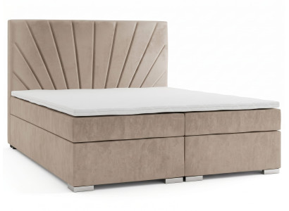 Beiges Bett 160 x 200 Doppelbett mit Polsterung Luxusbetten Schlafzimmermöbel