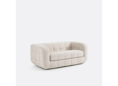 Stilvoller beigefarbener 2-Sitzer-Sofa Stoffsofa Designermöbel Bequeme Sofas