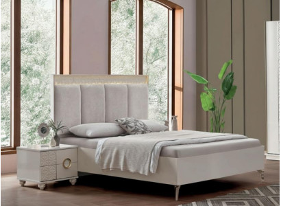 Stilvolle Beige Schlafzimmer Garnitur Edles Polsterbett Nachttische