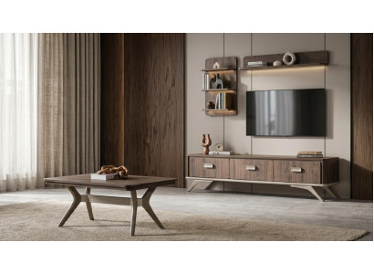 Tisch TV board Wandschrank Wandregal Stil modern braun rechteckig bequem