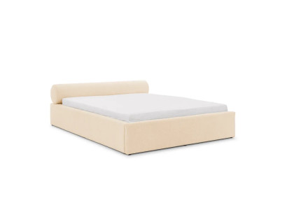 Beiges Doppelbett 180 x 200  Textilbett  Bettrahmen Schlafzimmermöbel