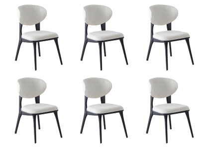 6 Stühle Set Modern Weiß Schwarz Elegant Esszimmerstühle