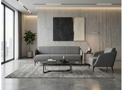 3-Sitzer Sofa Sessel modernes Grau elegant minimalistisch