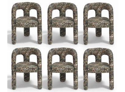 Stuhl Gruppe Gruen Stoff Muster Ausdrucksstark Skulptural Elegant