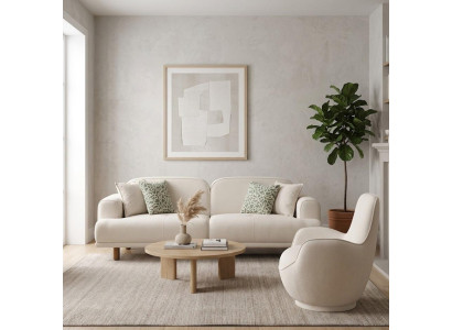 3-Sitzer Sofa Sessel Beige Wohnzimmer Stil modern komfortabel