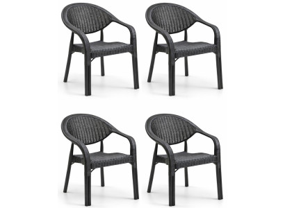 4x Stühle Kunststoff Farben Schwarz Braun Anthrazit Cappuccino