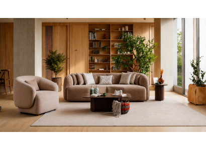 3-Sitzer Sofa Sessel Beige Wohnzimmer modern komfortabel