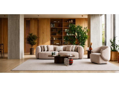 3 Sitzer Sofa Sessel Beige Wohnzimmer geräumig stil modern bequem