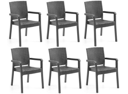 6x Stuhle Bequemer Rückenlehne Armlehnen Schwarz Braun Anthrazit Cappuccino