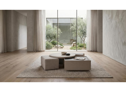 Couchtisch Set Hocker Modern Beige Edel Luxus Design Wohnzimmer Tisch