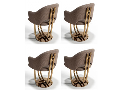 4x Stühle Braun Modern Stil Design Schlichte Eleganz Komfortabel