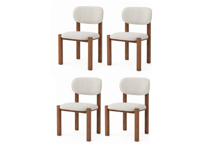 4х Stühle Modern Braun Weiß Ergonomisch Kompakt Elegant Stabil Bequem