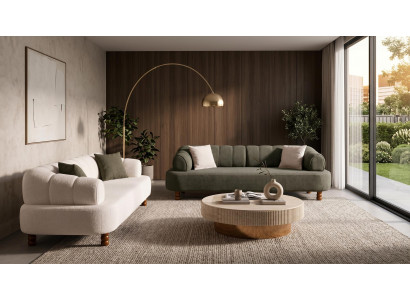 Beige-grünes Wohnzimmer-Set Sofas Stoffsofas Designer modern