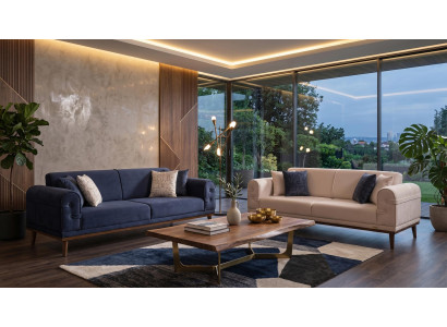 Beige-blaues Wohnzimmer-Set Sofas Stoffsofas moderne Design