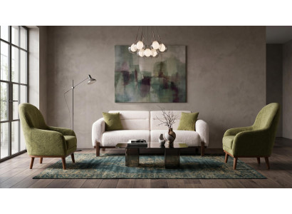 Beige-grünes modernes Wohnzimmer-Set Sofas Sessel Stoffsofas