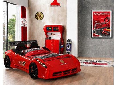 Autobett Kinderbett Rot Rennwagen Sportwagen Kommode Racing