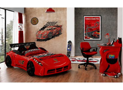 Autobett Kinderbett Rot Rennwagen Sportwagen Schreibtisch Racing Set