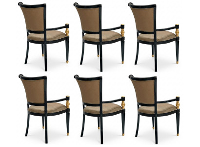 6x Stühle Beige Esszimmer Modern Stil Komfortabel Raffiniert Schwarz