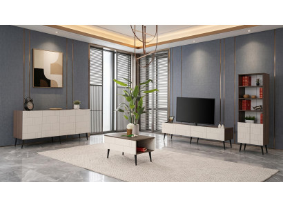 Beige-braunes TV-Ständer Couchtisch Konsole Bücherregal modern